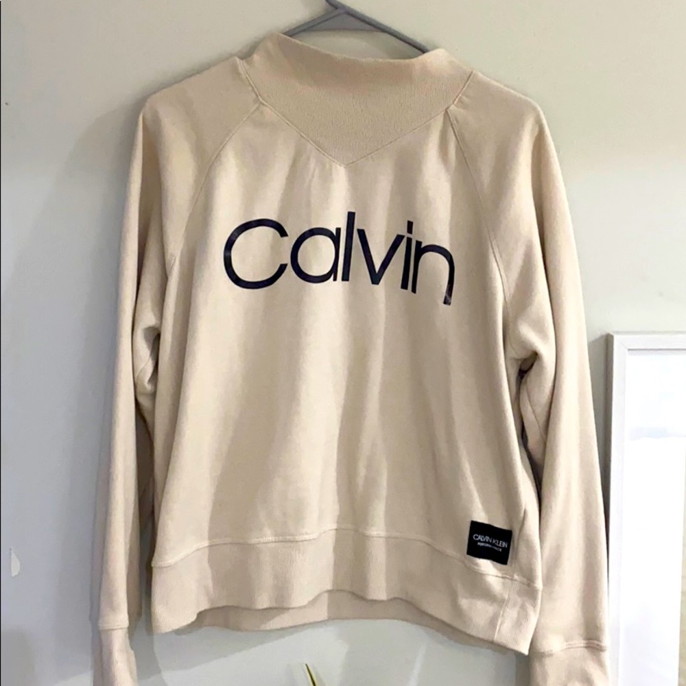 Calvin Klein tan high neck sweatshirt